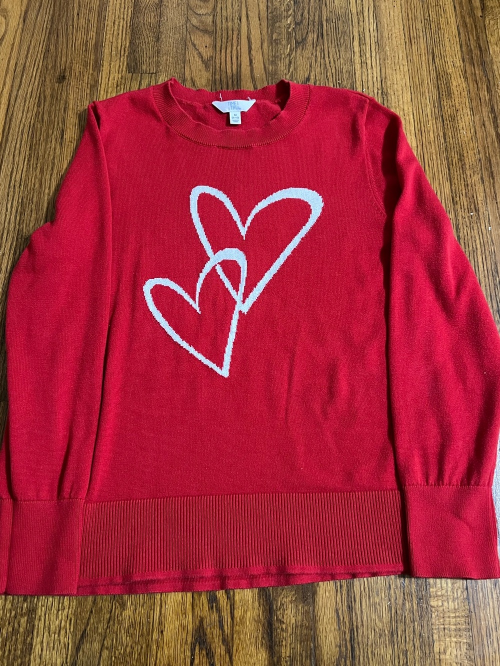 Crewneck Sweater with White Heart Motif